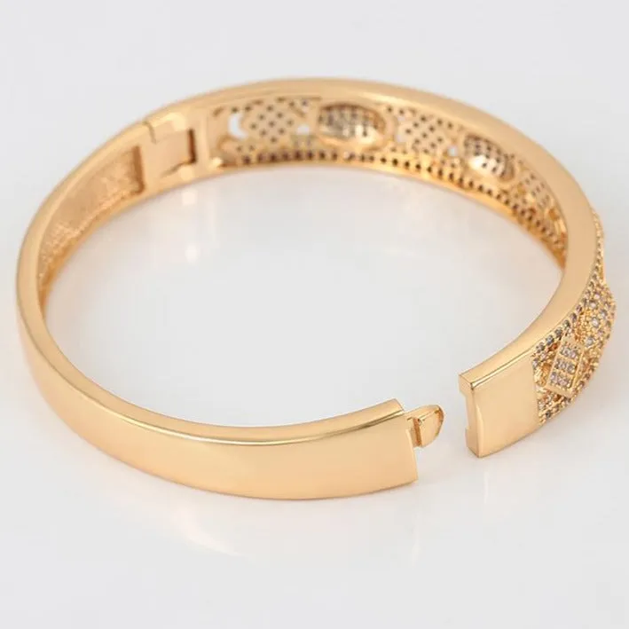 18k Gold Plated Hinged Bangle Bracelet with Matching Ring