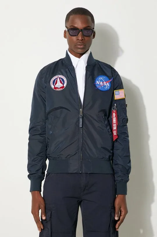 Alpha Industries reversible bomber jacket MA-1 TT NASA Reviersible II men's navy blue color