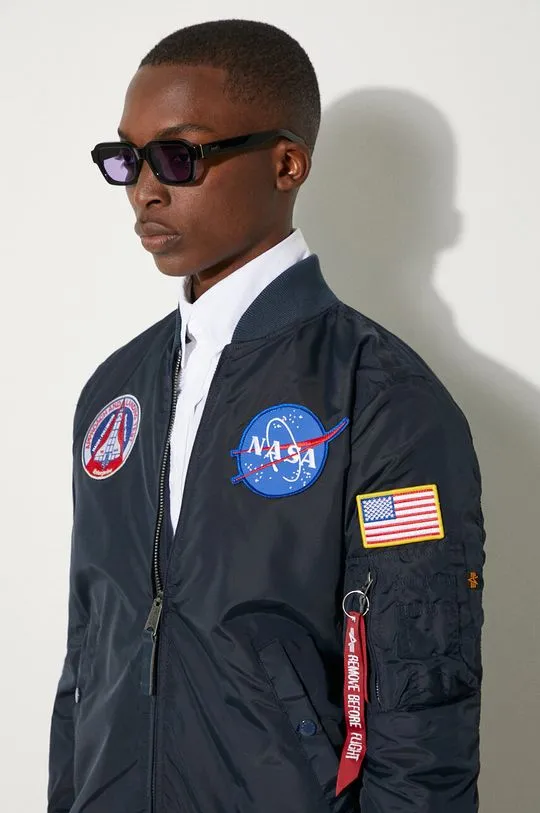 Alpha Industries reversible bomber jacket MA-1 TT NASA Reviersible II men's navy blue color