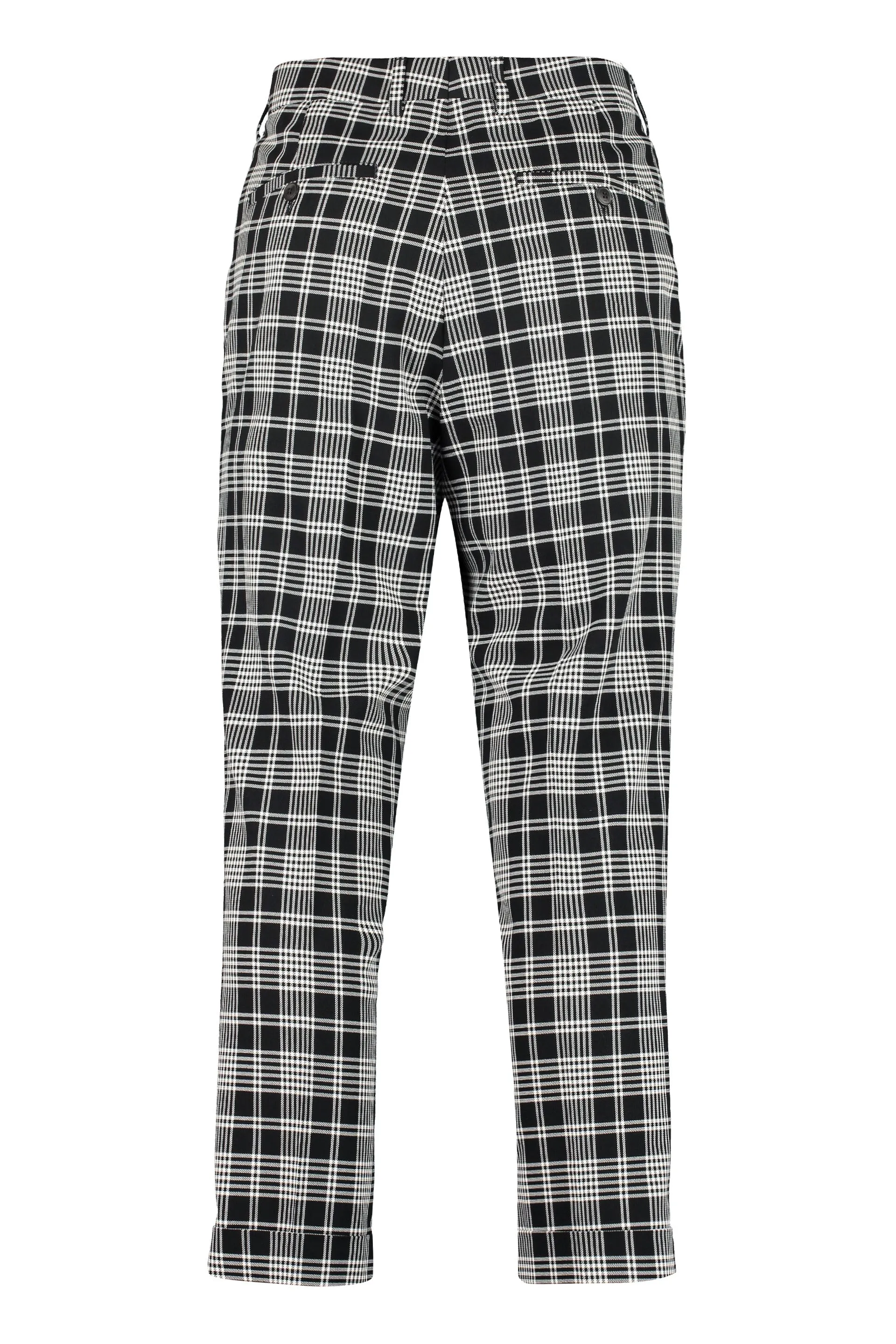 AMI Check Pattern Straight Leg Cropped Pants