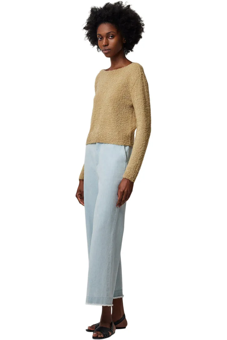 ATM Wool Blend Boucle Long Sleeve Low Back Sweater in Soft Fawn