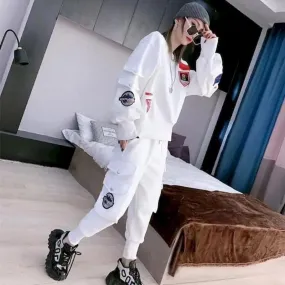 Autumn New Casual Sports Suits Women Loose Long-sleeved Pullover And Overalls Two-piece Sets Fashion Streetwear Womens Set S4707