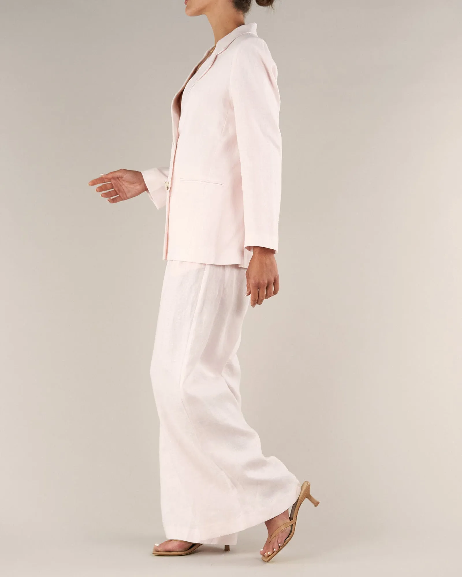 Azure Linen Blazer - Rosewater