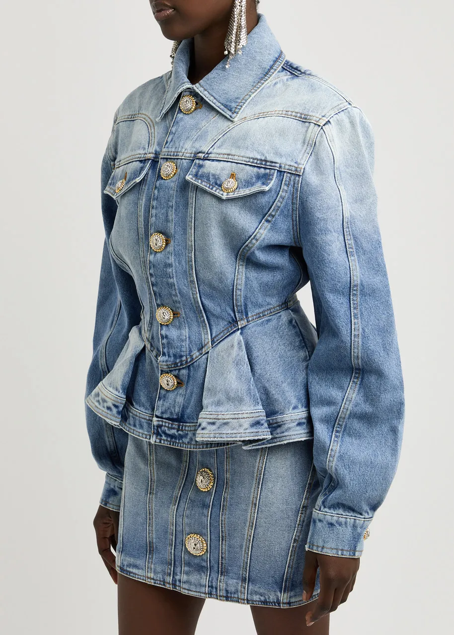 BALMAIN Peplum denim jacket  -                         -                     -                