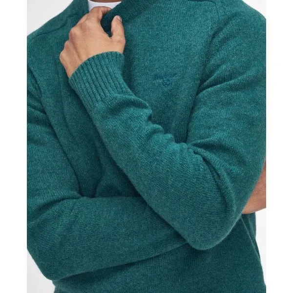 Barbour Mens Grangetown Merino Crew Neck Sweater in Classic Green