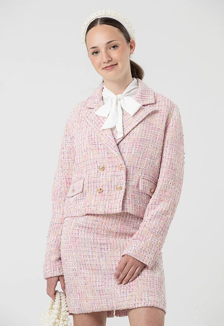 Barroque Tweed Sleeved Blazer And Skirt Set