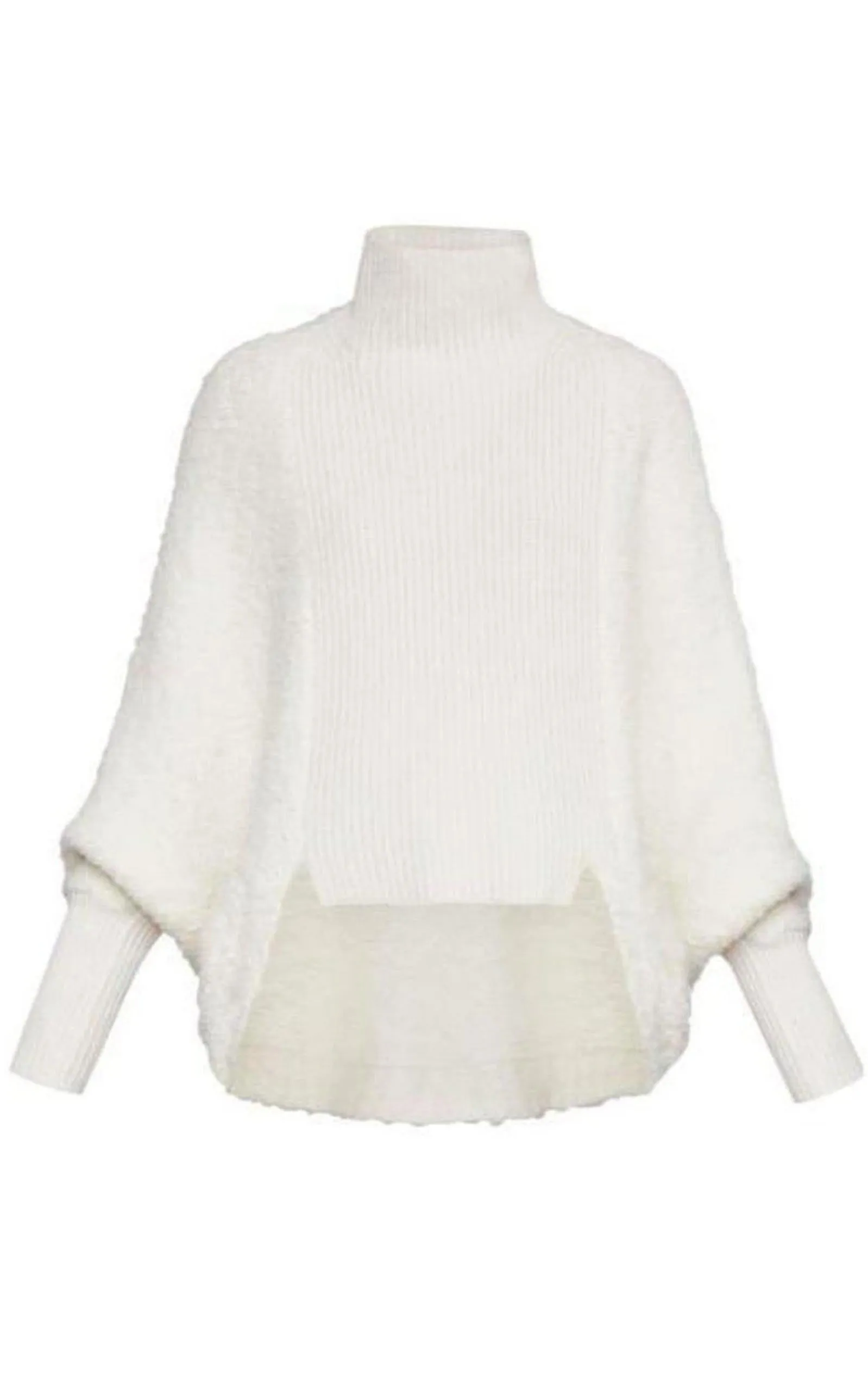 BCBG MAXAZRIA  |High-Low Turtleneck Merino Blend Sweater