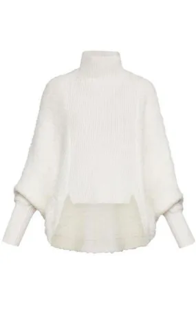 BCBG MAXAZRIA  |High-Low Turtleneck Merino Blend Sweater