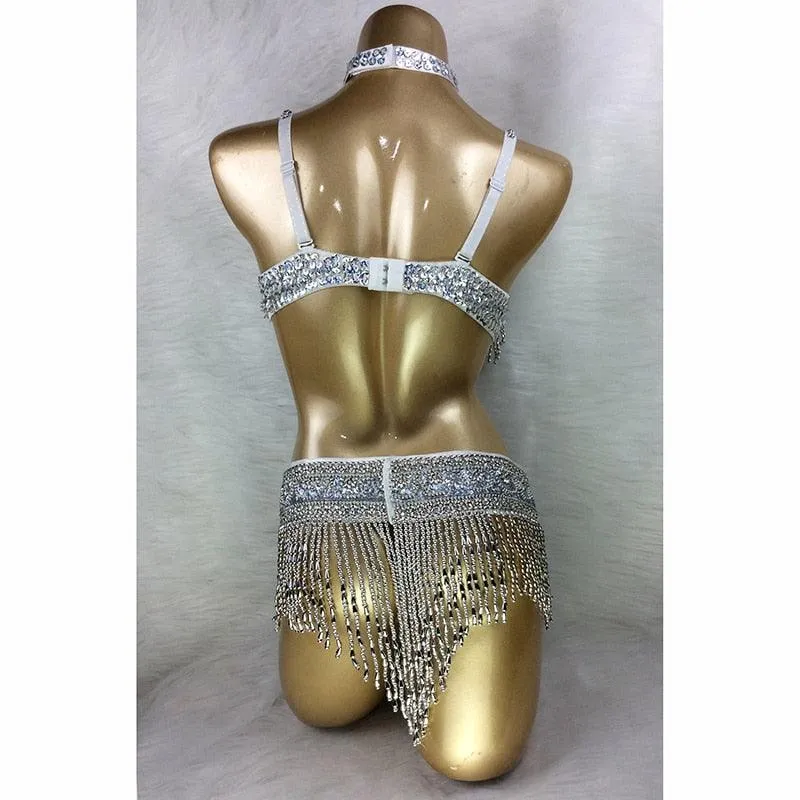 Beaded Belly Dance Costume Set Sexy Carnival