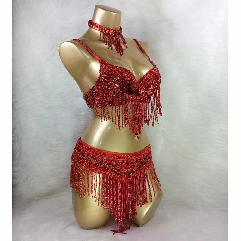 Beaded Belly Dance Costume Set Sexy Carnival