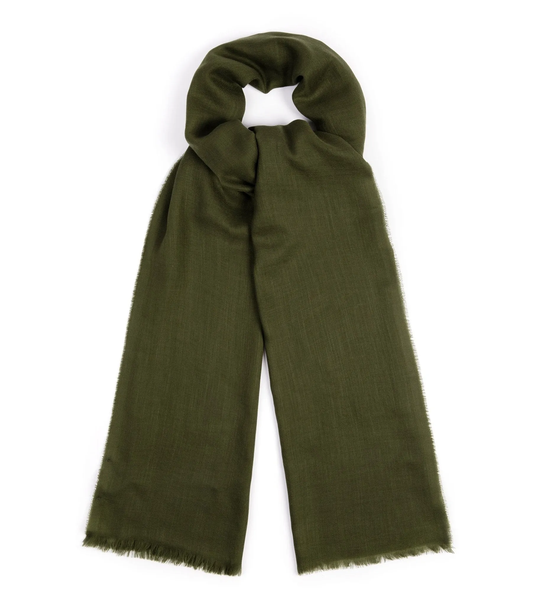 Begg x Co Wispy Solid Superfine Cashmere Scarf: Army