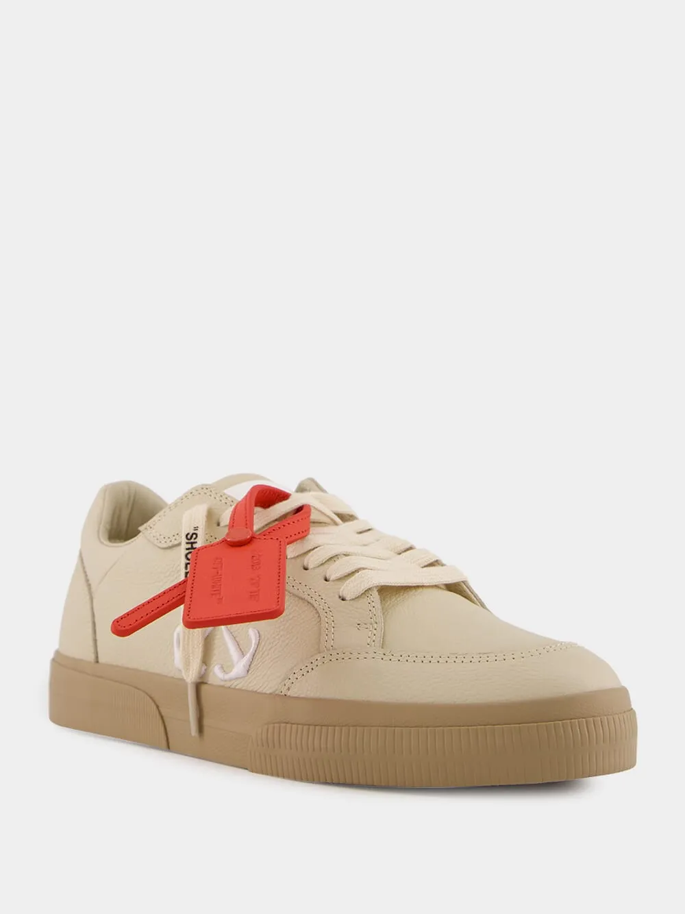 Beige New Low Vulcanized Calf Leather Sneakers