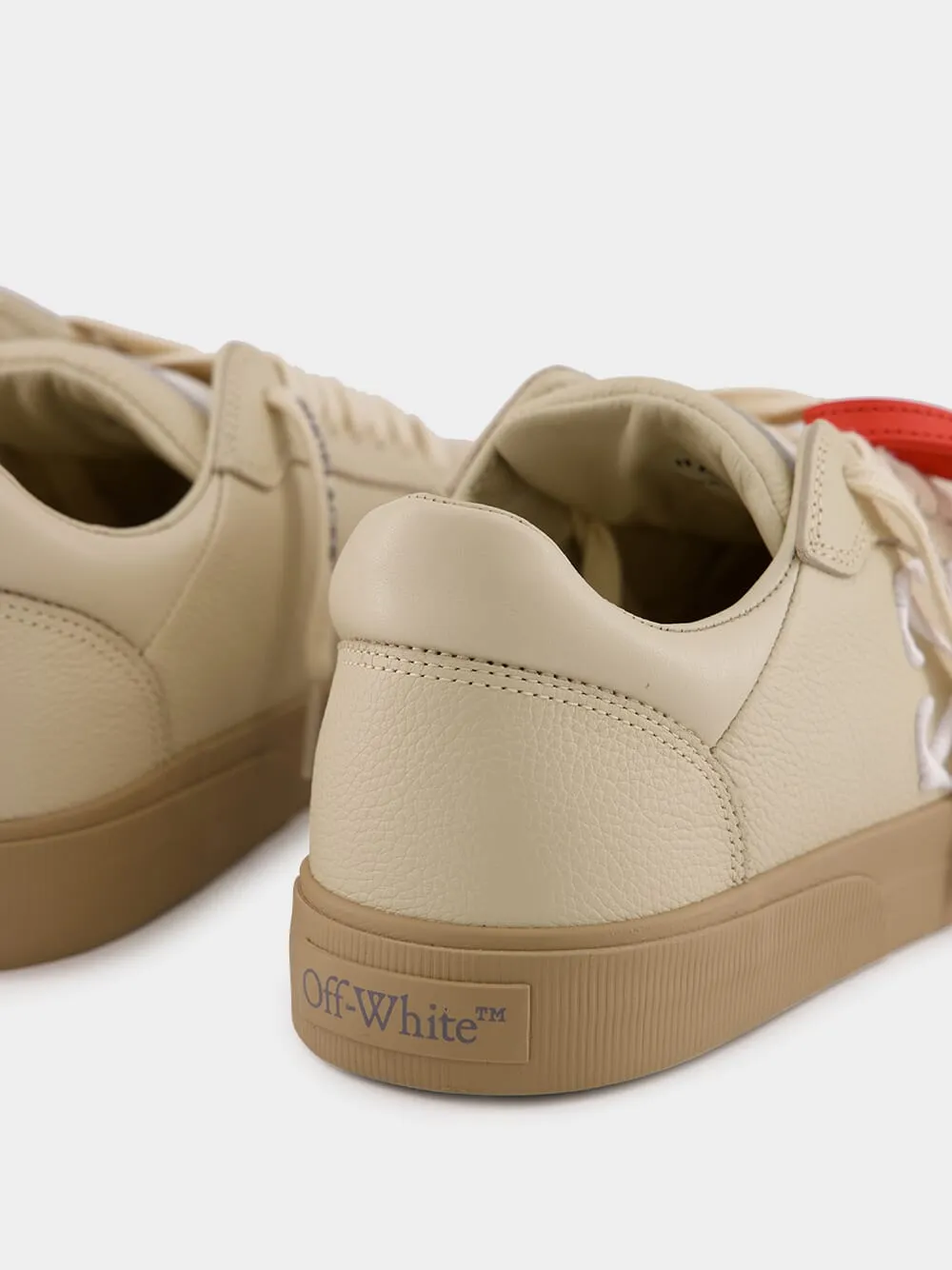 Beige New Low Vulcanized Calf Leather Sneakers