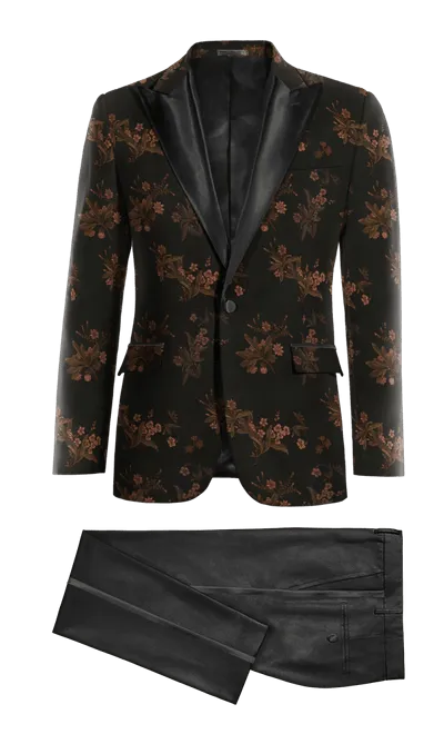 Black floral jacquard Tuxedo