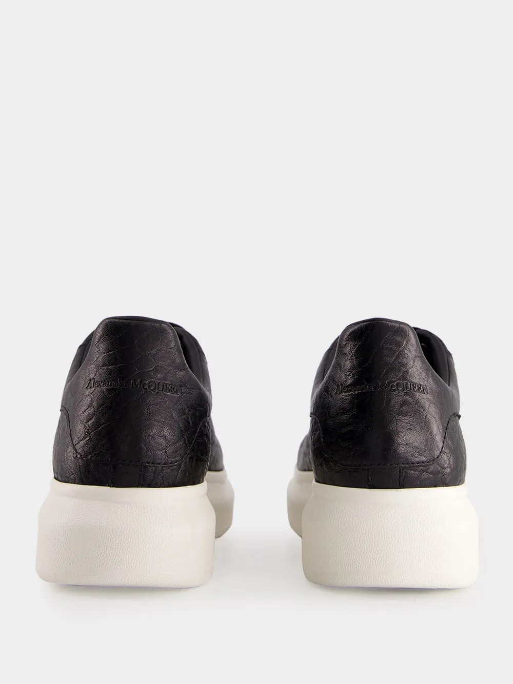 Black Grainy Leather Oversized Sneakers