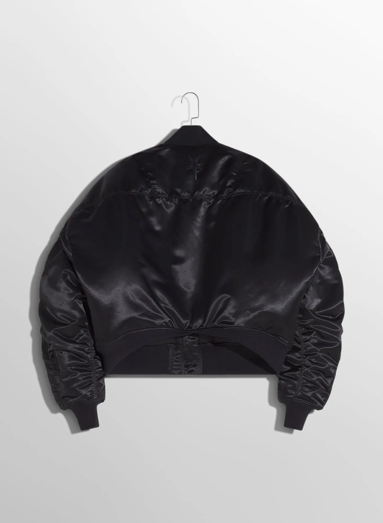 black satiny bomber jacket