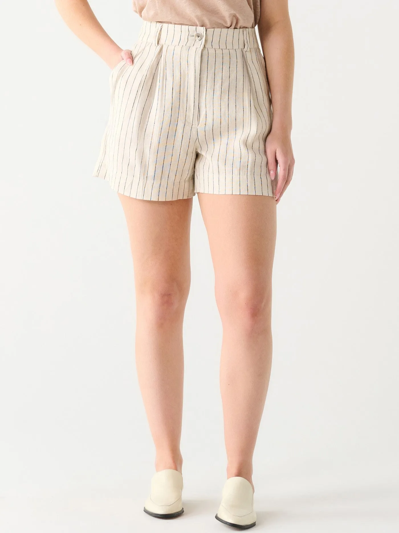 BLACK TAPE Linen Pinstripe Trouser Short