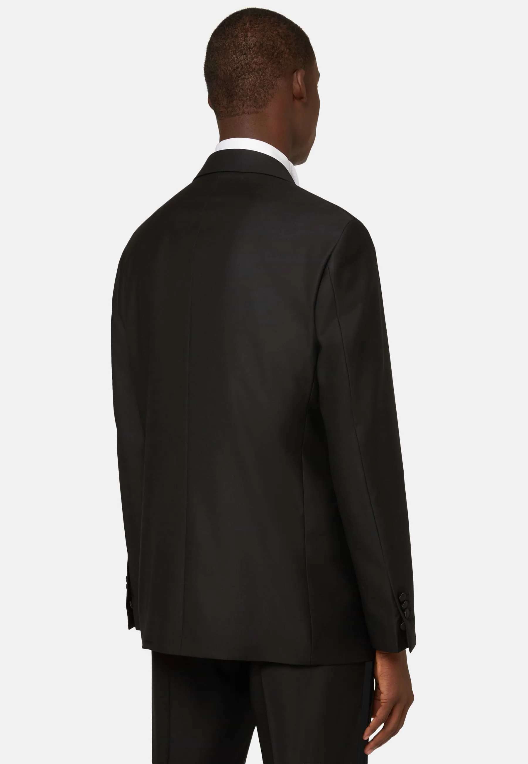 Black Wool Tuxedo Jacket with Peak Lapels