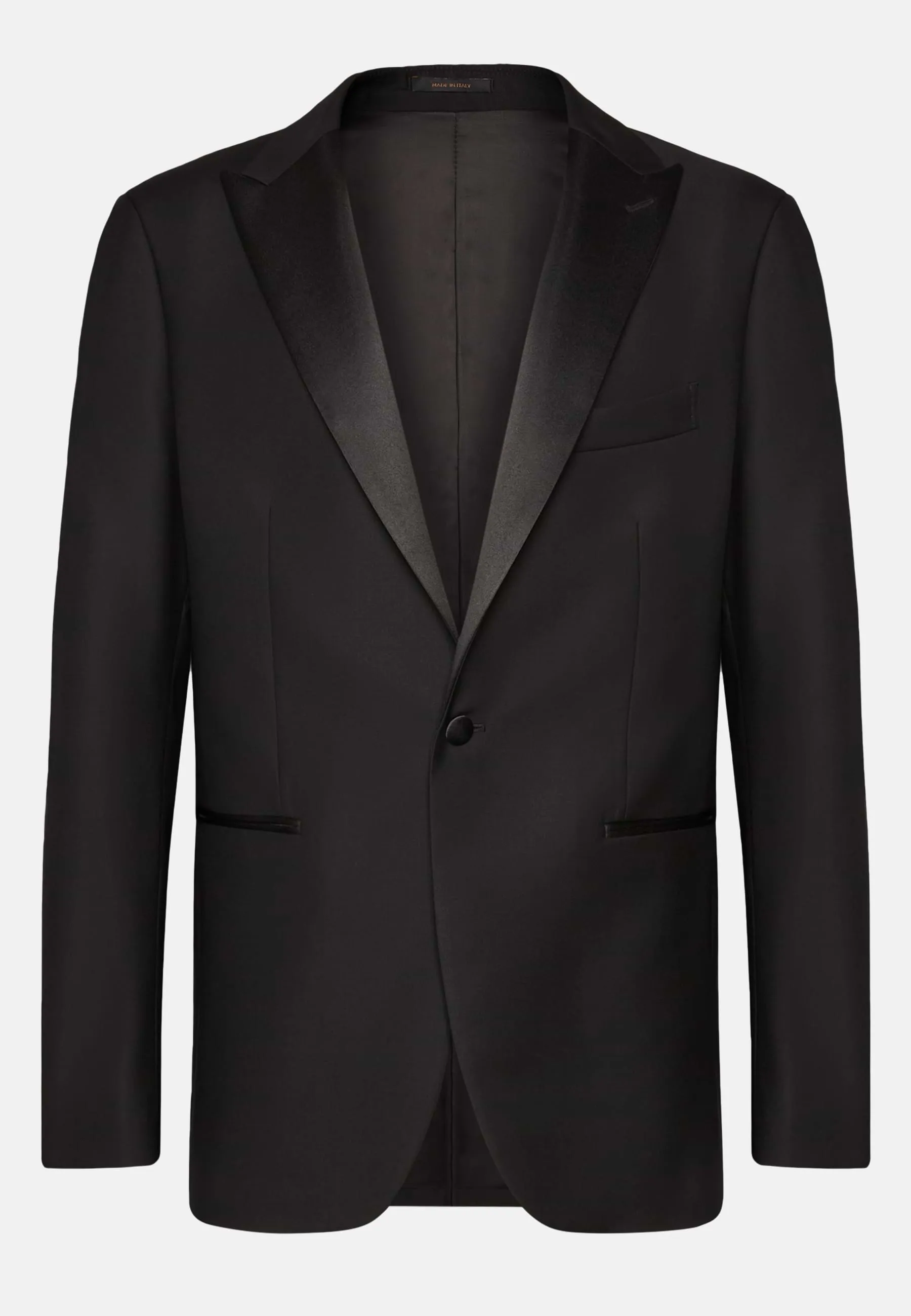 Black Wool Tuxedo Jacket with Peak Lapels