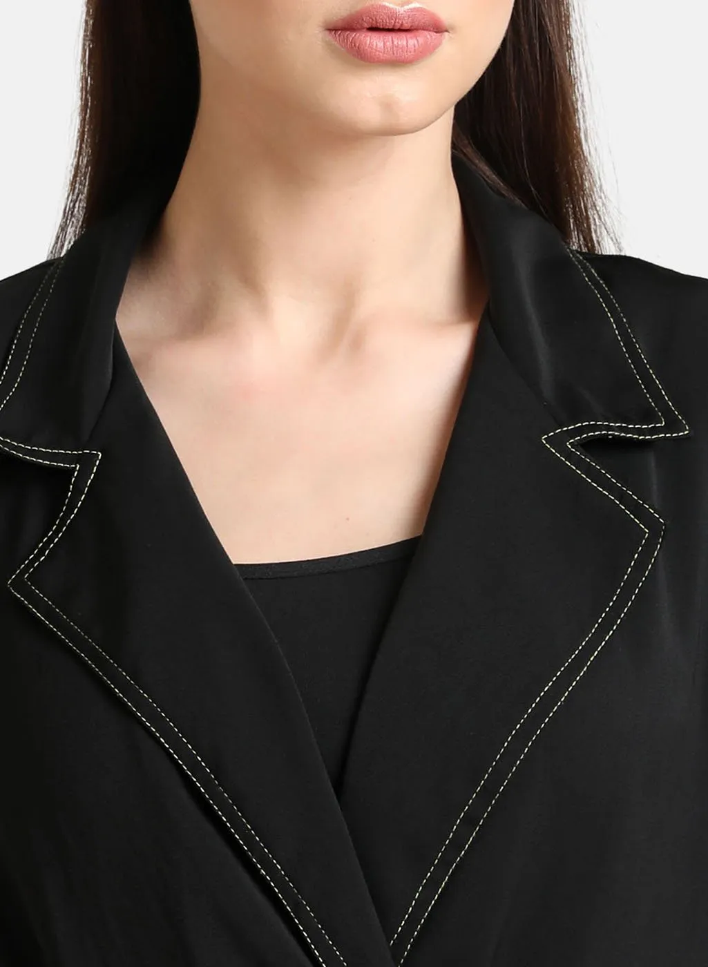 Blazer With Contrast Stitch Detailing