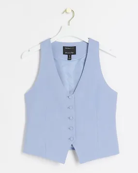 Blue Button Front Waistcoat