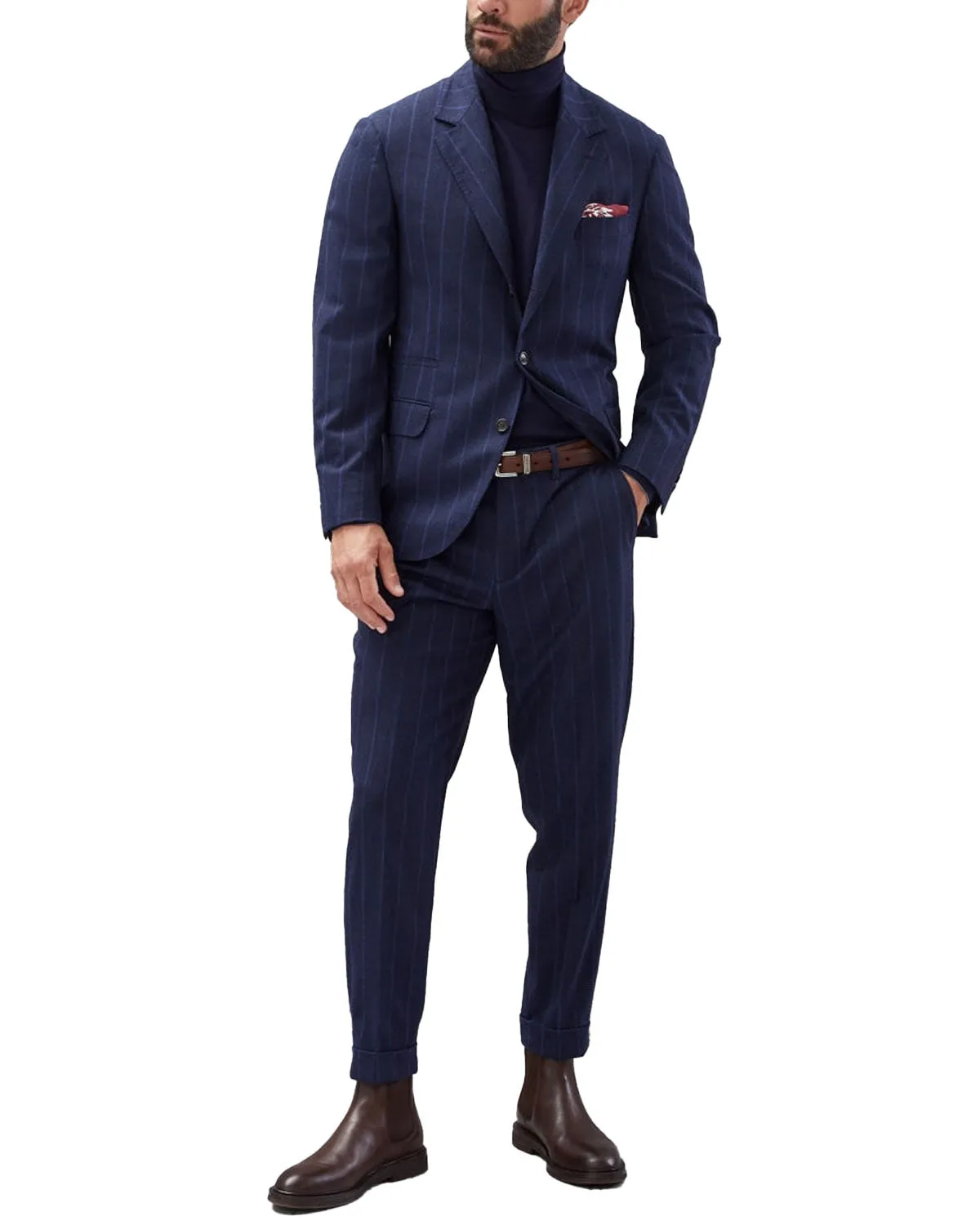 Blue Denim Light Flannel Stripe Suit