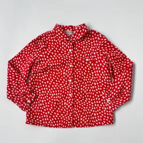 Bonpoint Red And White Heart Print Blouse: 4 Years