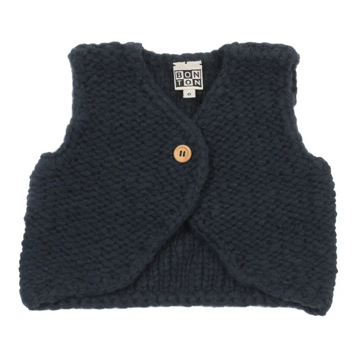 Bonton Baby And Child Knitted Vest Navy Blue