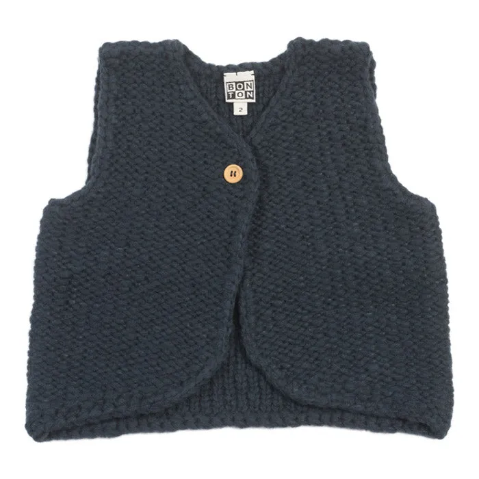 Bonton Baby And Child Knitted Vest Navy Blue