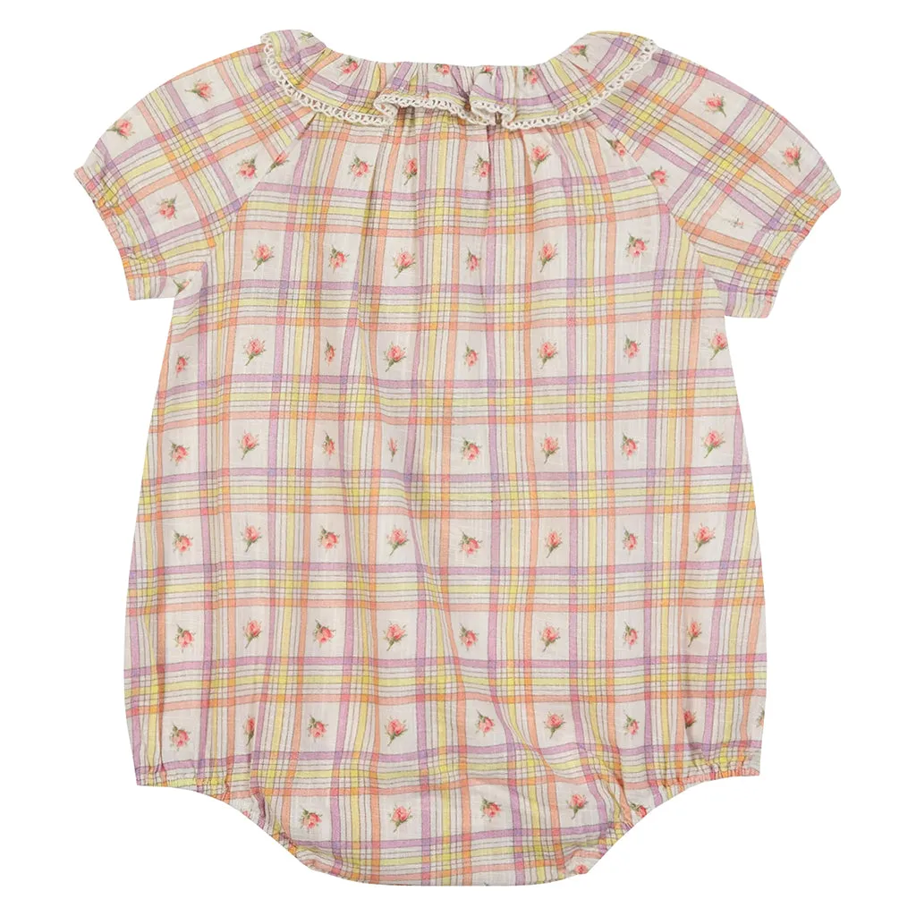 Bonton Baby Gateau Romper Multicolour Rosebud Check Print