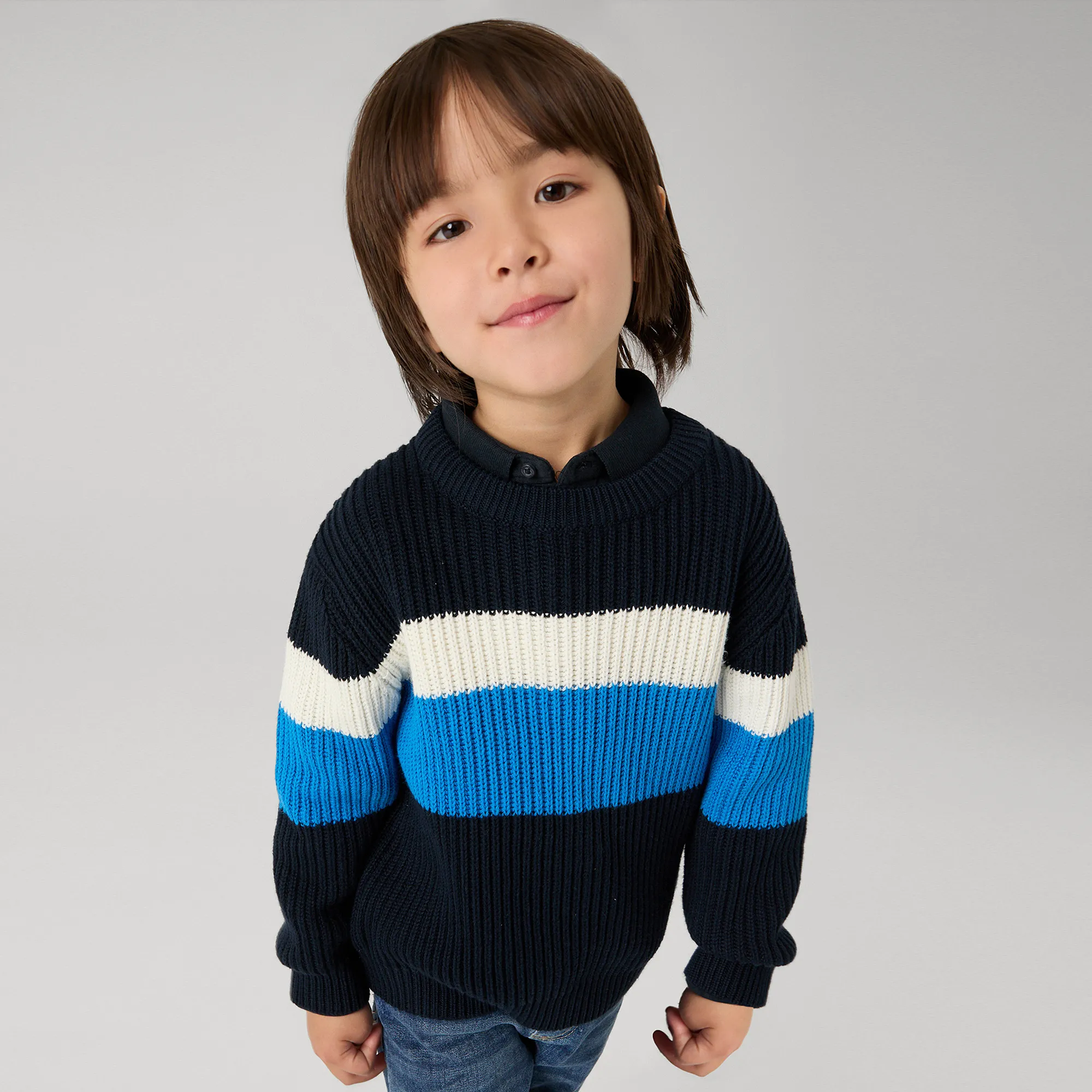 Boys Blue Colourblock Sweater