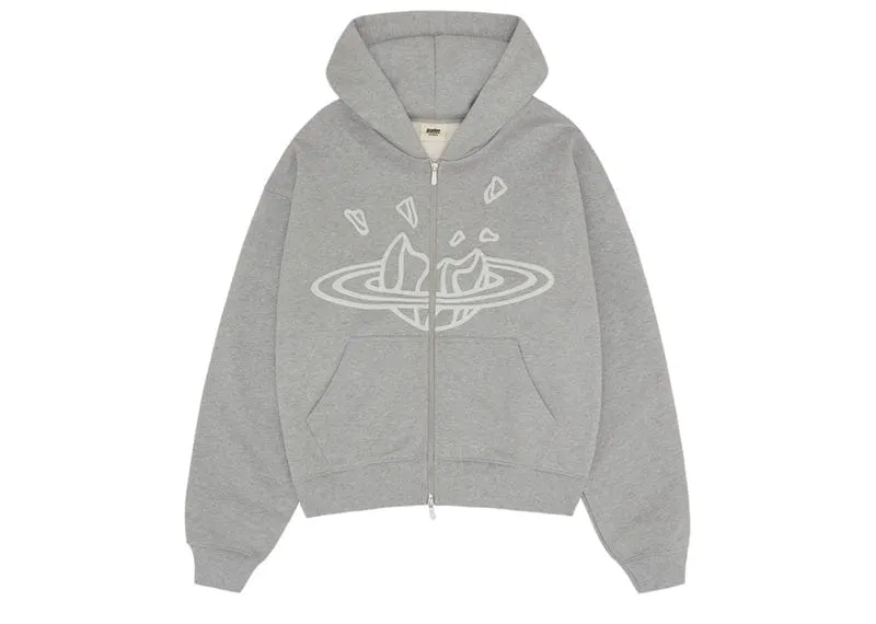 Broken Planet Zip Up Hoodie Heather Grey