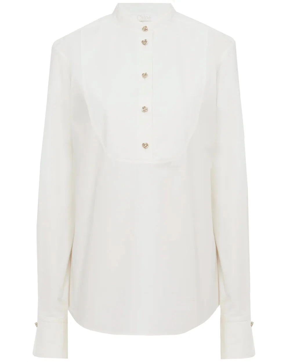 Buttercream Quarter Button Down Tuxedo Blouse