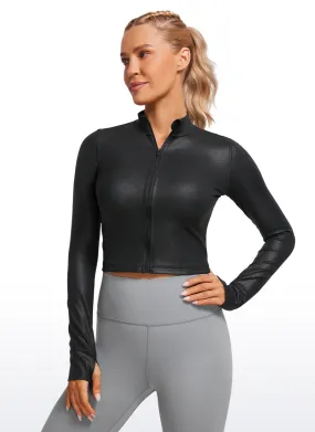 Butterluxe Full Zip Cropped Jackets with Thumb Holes