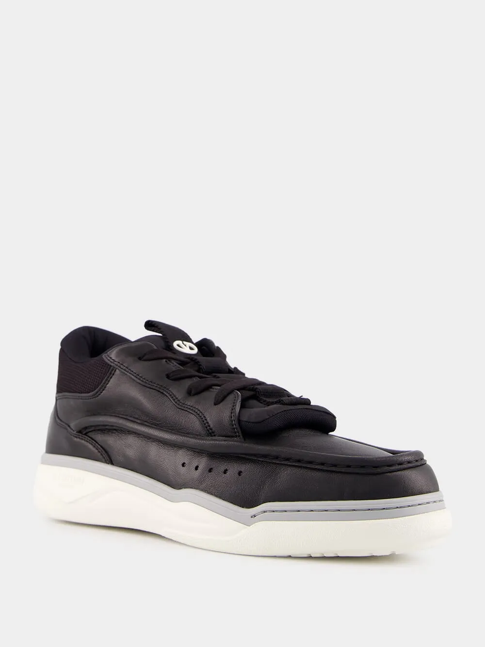 Calfskin Leather Mid-Top Sneakers