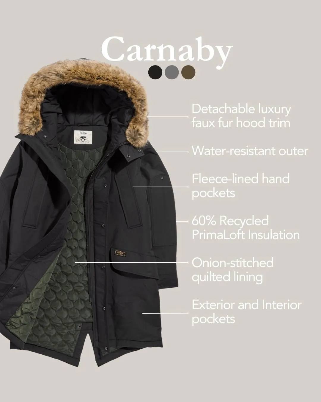 Carnaby Long-Length Faux Fur Parka