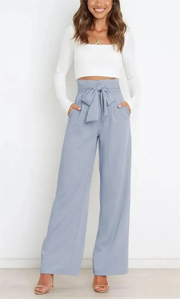 Casual Trousers Fashion Bow High Waist for women