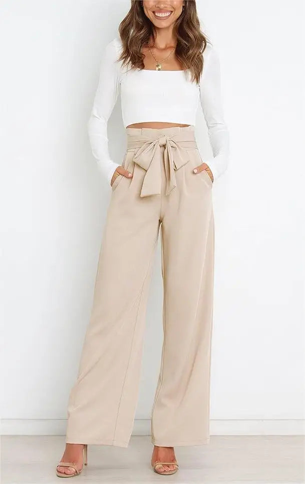 Casual Trousers Fashion Bow High Waist for women