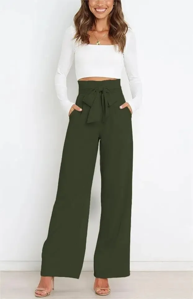 Casual Trousers Fashion Bow High Waist for women