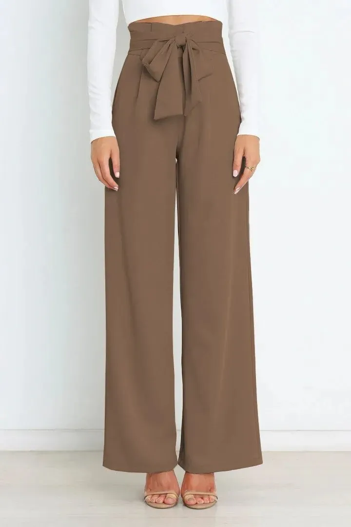 Casual Trousers Fashion Bow High Waist for women