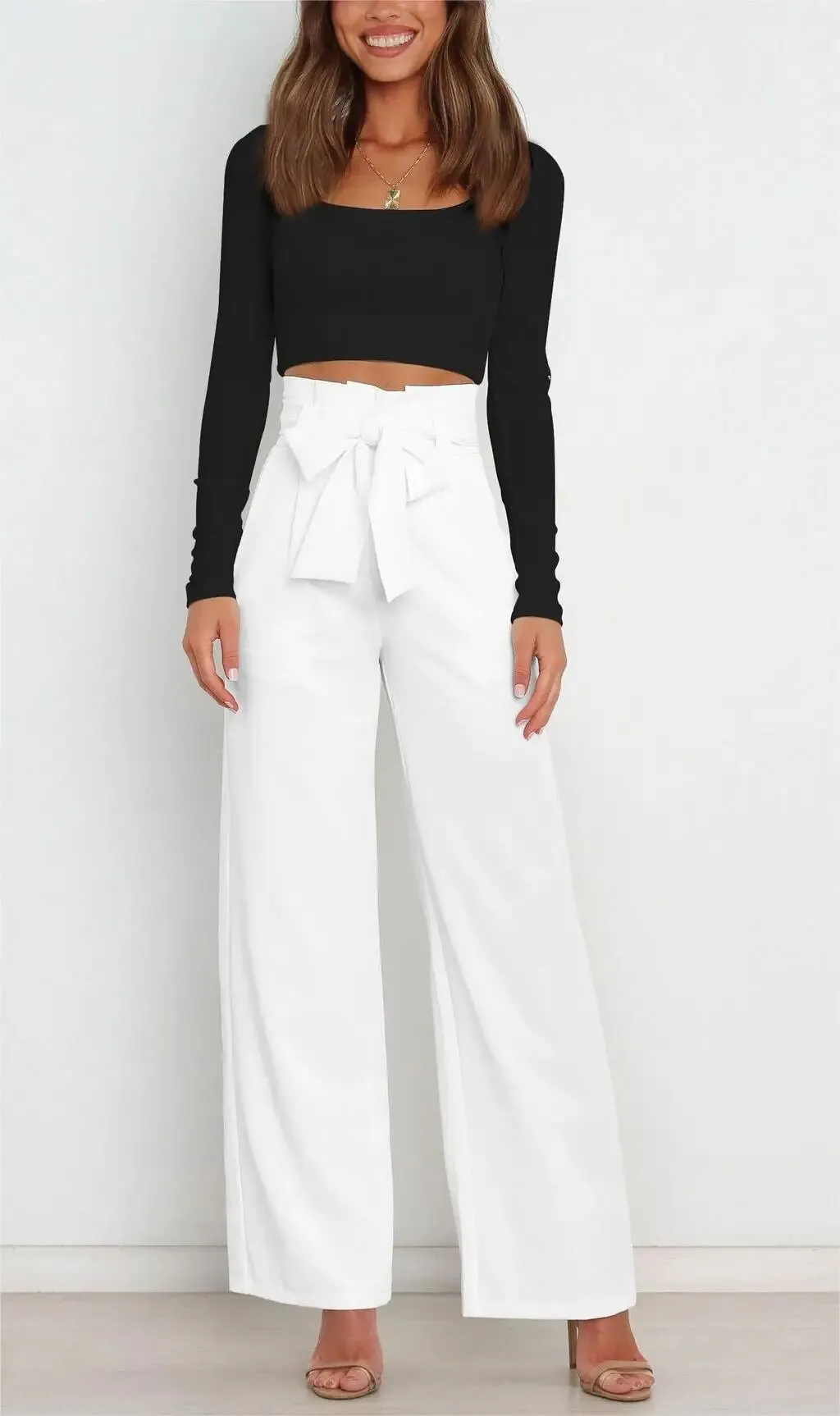 Casual Trousers Fashion Bow High Waist for women