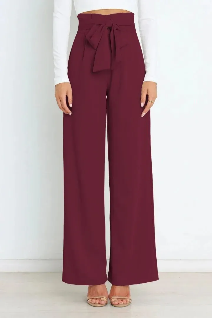 Casual Trousers Fashion Bow High Waist for women