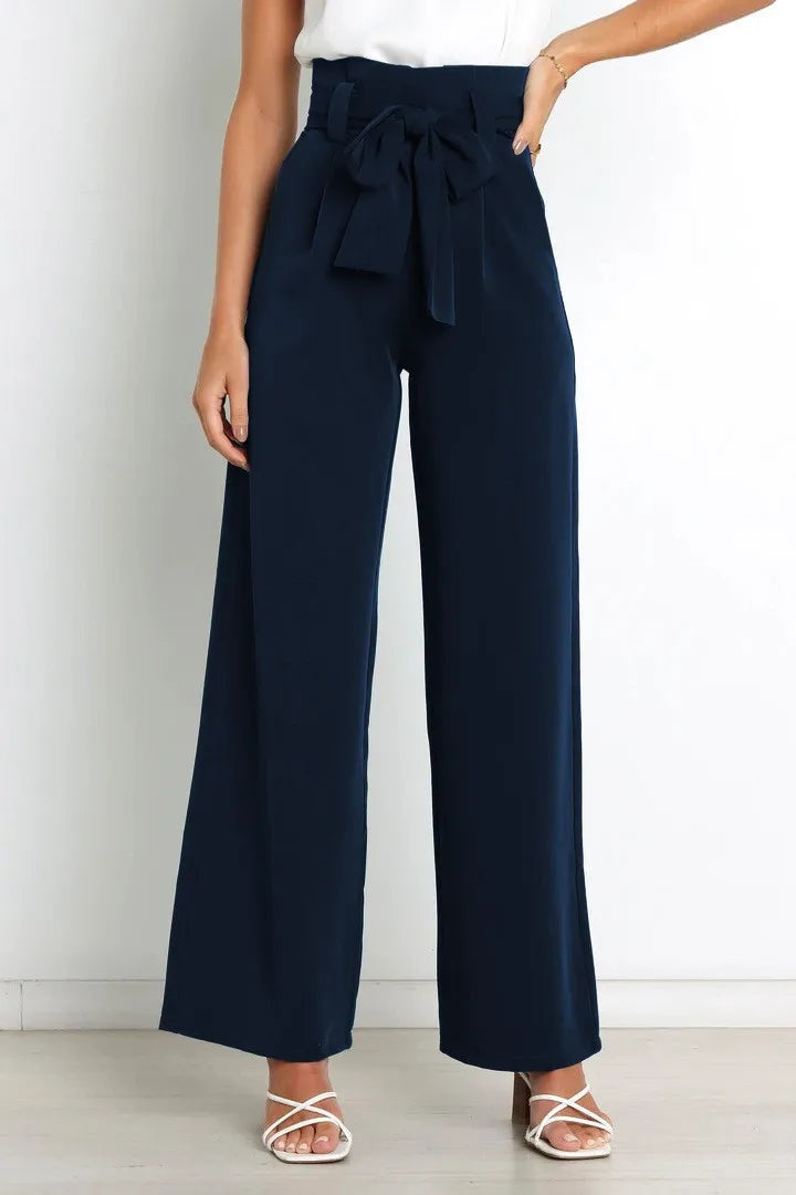 Casual Trousers Fashion Bow High Waist for women