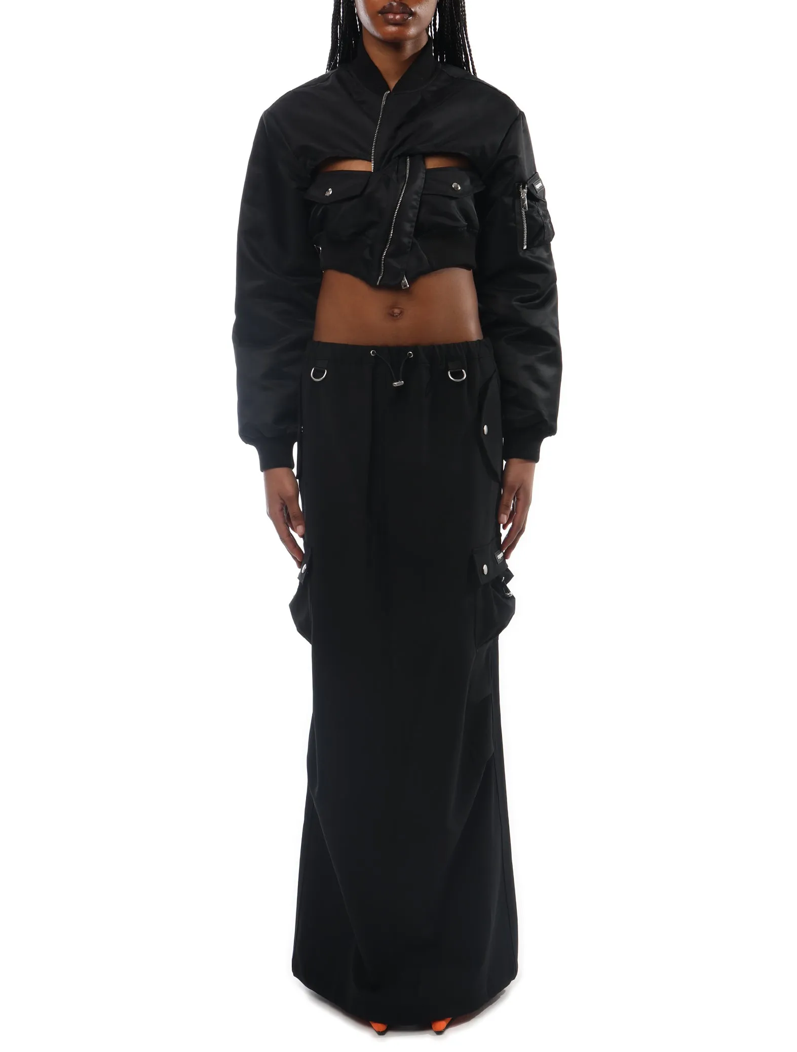 Coperni Cutout Twist Cropped Bomber Jacket