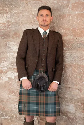 Copper brown tweed kilt hire outfit