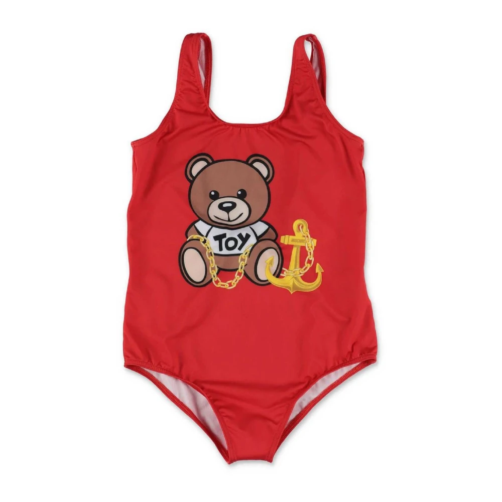 Costume intero rosso con Teddy Bear e logo lettering