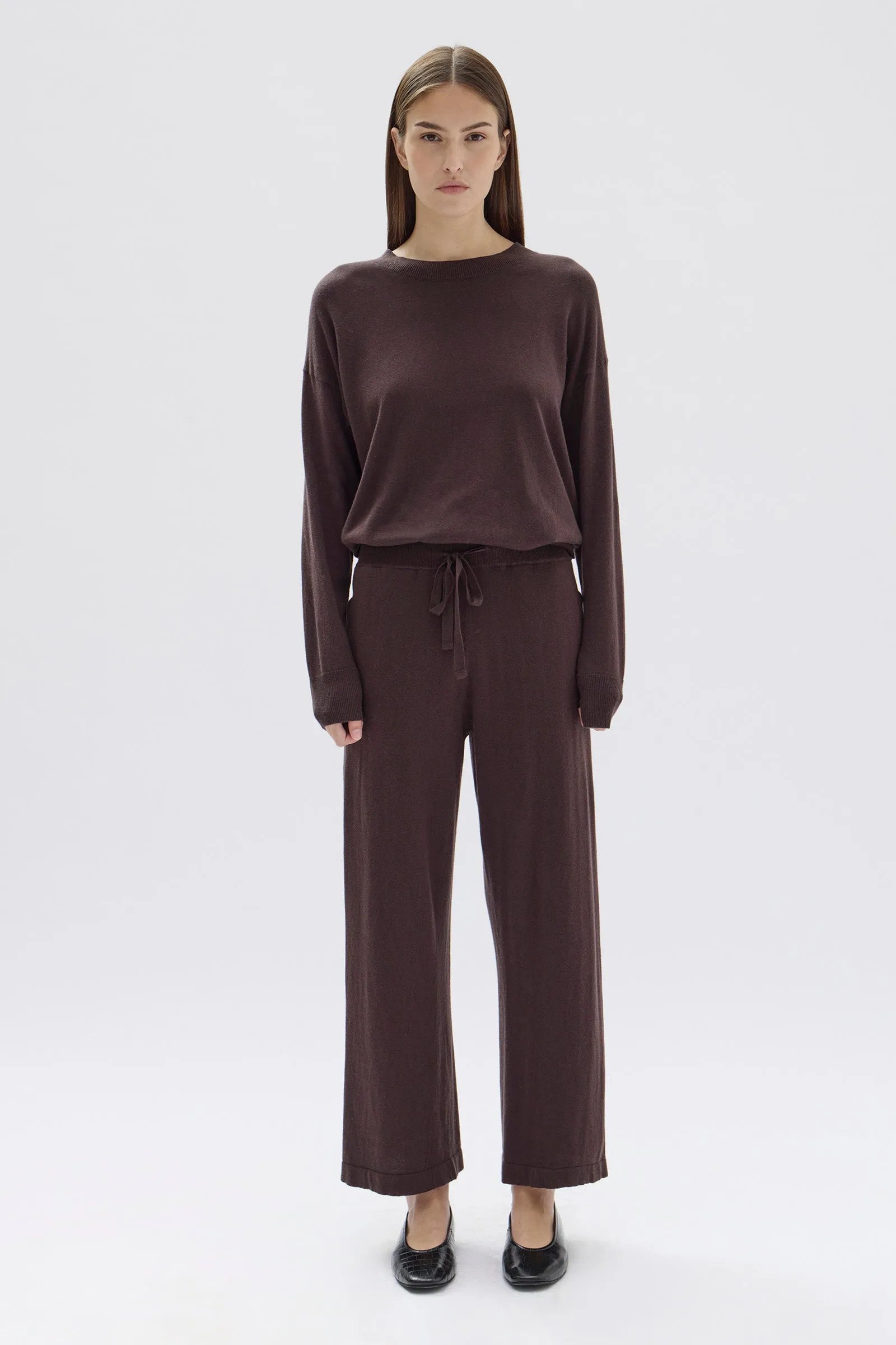 Cotton Cashmere Wide Leg Pant