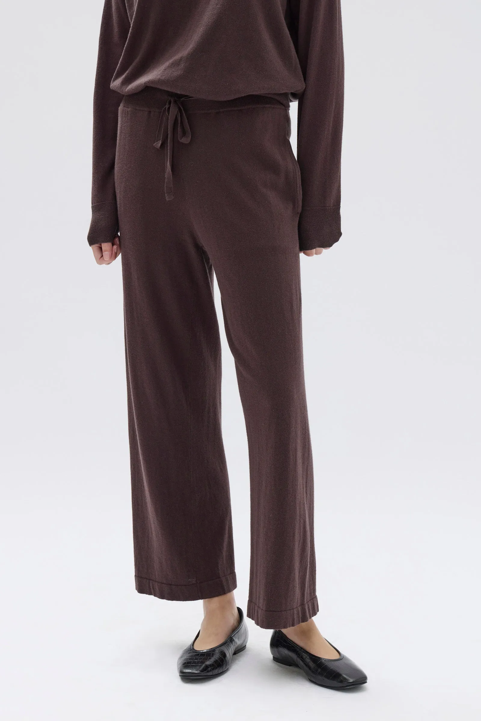 Cotton Cashmere Wide Leg Pant