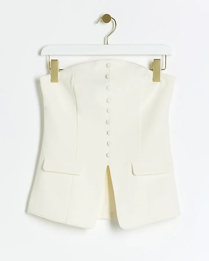 Cream button bandeau waistcoat