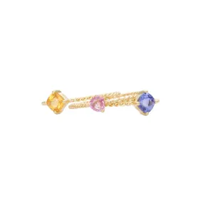 Dainty Tanzanite and Sapphire Ring on Twist Band 18K Gold AD1322